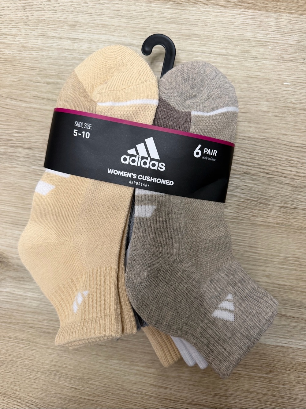 adidas Women's Cushioned No-Show Socks - Beige & Taupe (6 Pack)